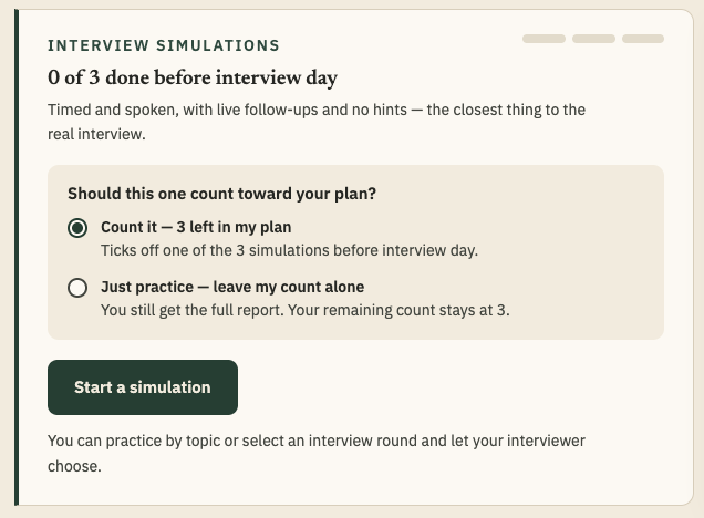 Simulations count toward your plan